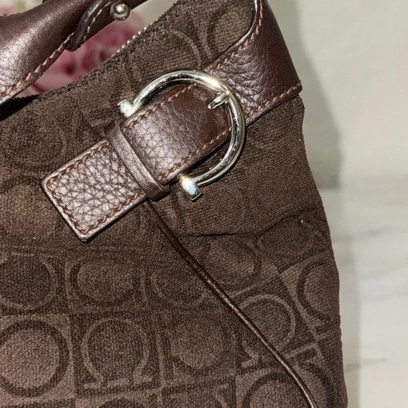 Salvatore Ferragamo Gancini Shoulder Bag/Brown Monogram Canvas/Authentic bag - Picture 2 of 16